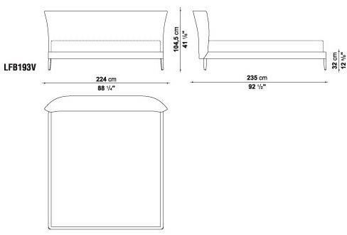 Maxalto Двуспальная кровать из ткани с мягким изголовьем Febo sun-id-1471760 - Вид №7