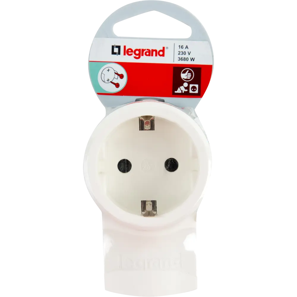 Розетка с заземлением Элиум переносная 230 В цвет белый legrand STLM-2120003 - Вид №1