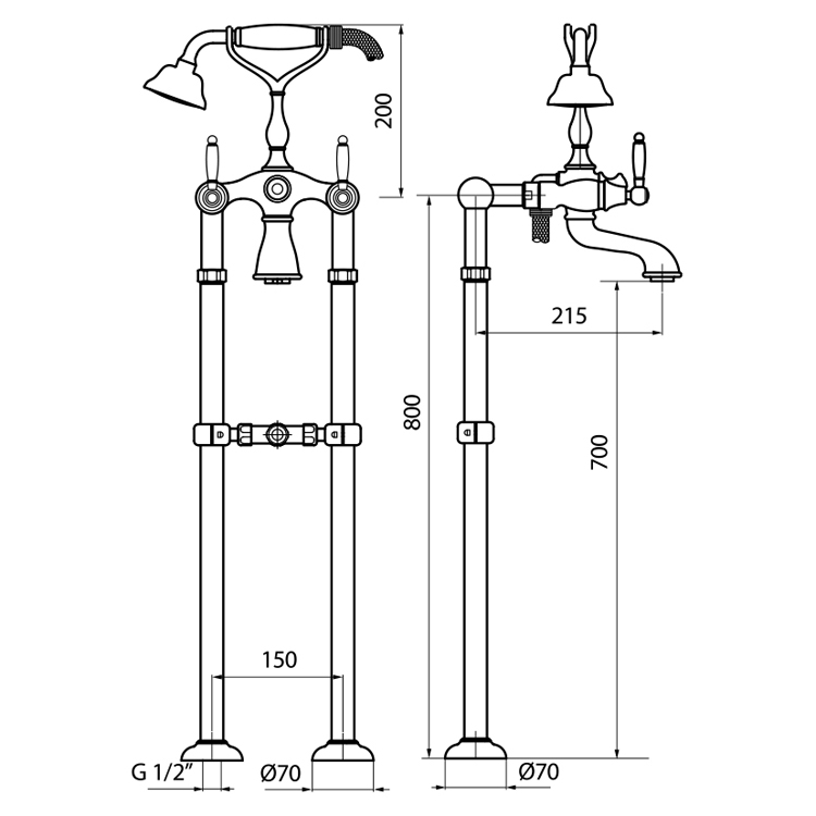 DO720801015 Смеситель для ванны Webert Dorian - Вид №1