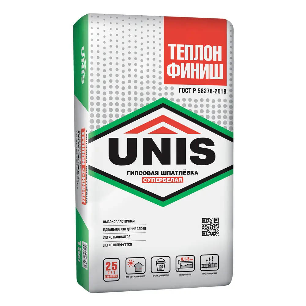 Шпаклевка гипсовая финишная Unis Теплон Финиш Супербелая 15 кг STLM-2147351