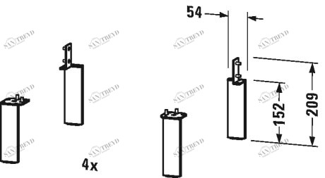 BR979409191 Ножка Brioso #BR9794 152 x 44 x 10 мм Серо-коричневый декор Duravit