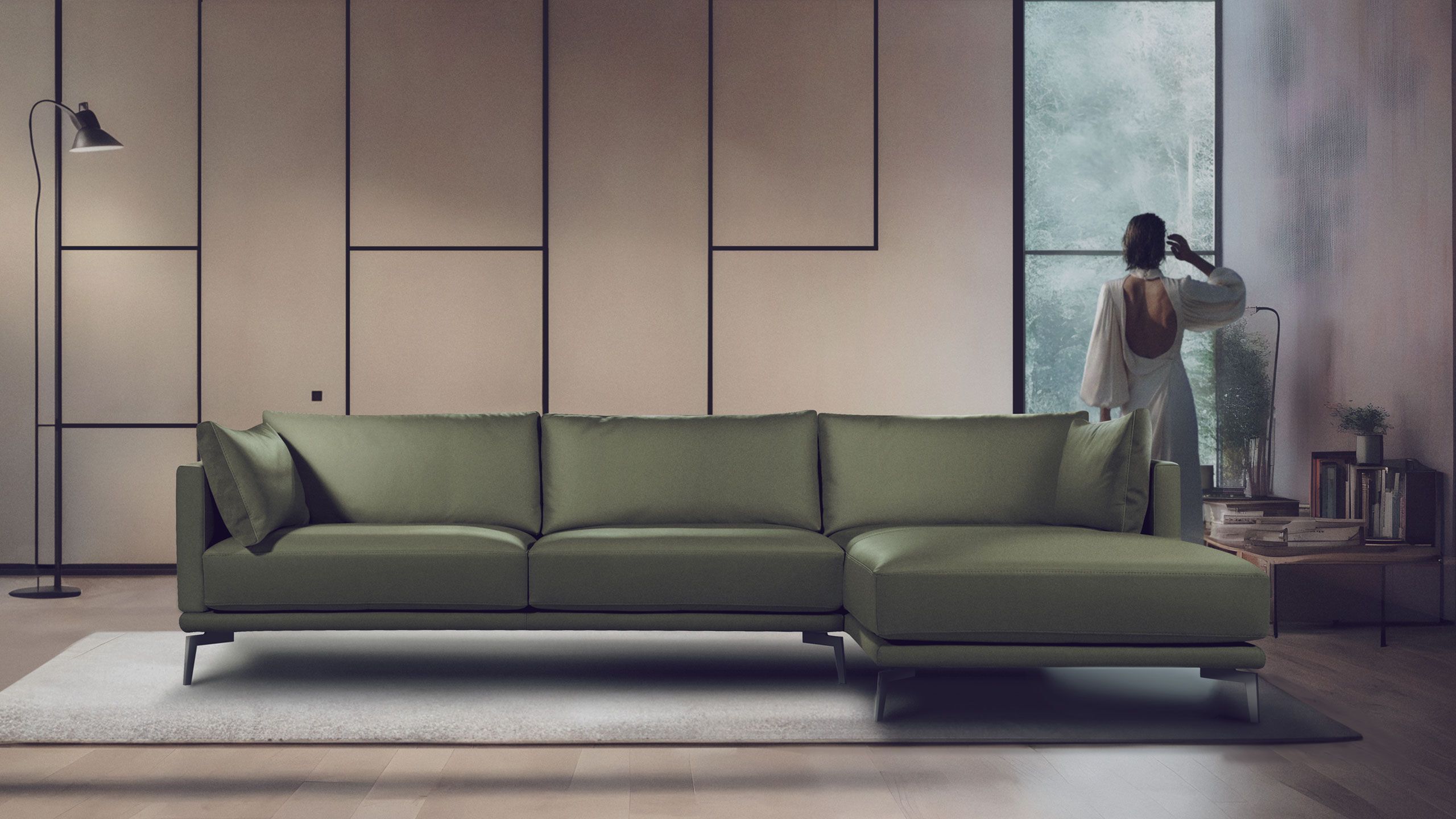 Кожаный диван с полуостровом Calia Italia Superior ARCH-00018360 - Вид №3