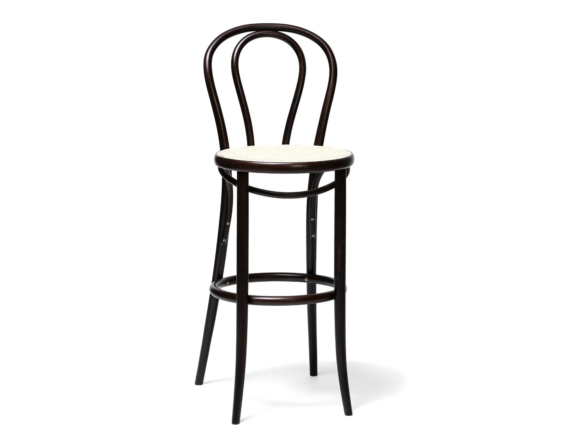 Высокий деревянный табурет с подставкой для ног со спинкой TON N° 18 ARCH-00092708