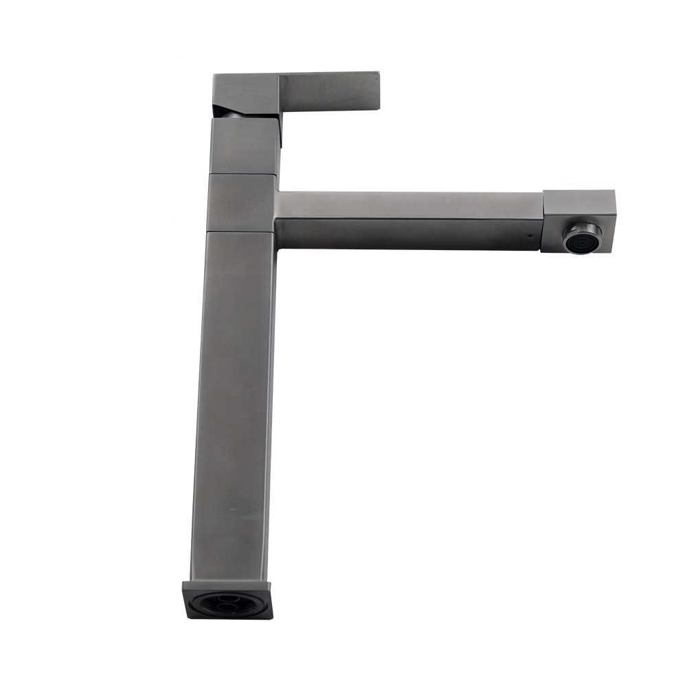 Смеситель д/кухни MELANA-610203 Cubo нерж.сталь, однорычажный, сатин, литой излив - Вид №3