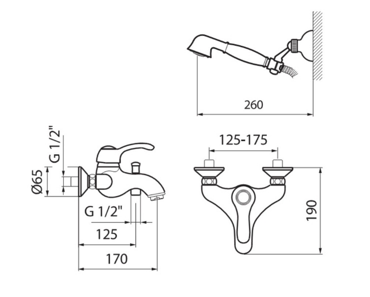 AU850101060(153) Смеситель для ванны и душа , медь Webert Aurora - Вид №1