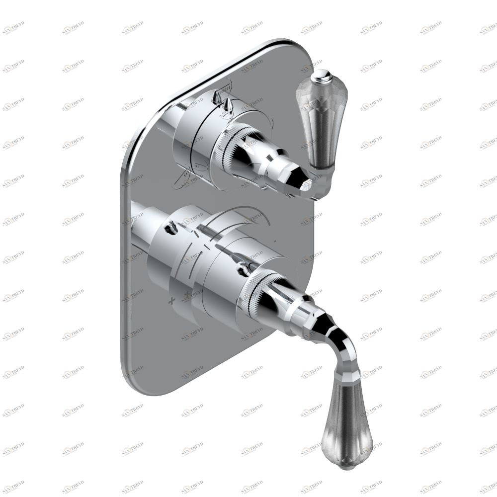 A56-5600BE Ручки регулировки для термостата THG с переключателем на 3 выхода арт.5600AE Thg-paris Art Déco cristal Хром A56 5600BE  A02 CAT.A