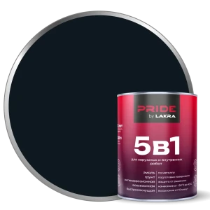 ЛАКРА Грунт-эмаль 5 в 1 для защиты металла от ржавчины, черный матовый 0.8 л 89410848
