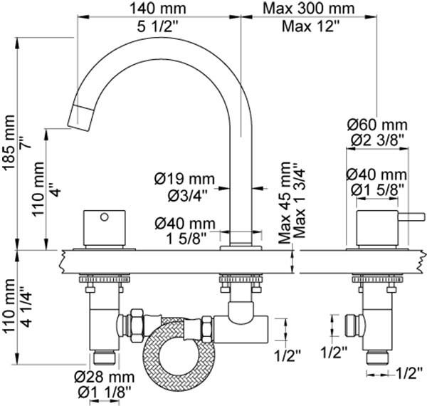VOLA Смеситель для раковины на 3 отверстия с регулируемым изливом sun-id-1476870 - Вид №2