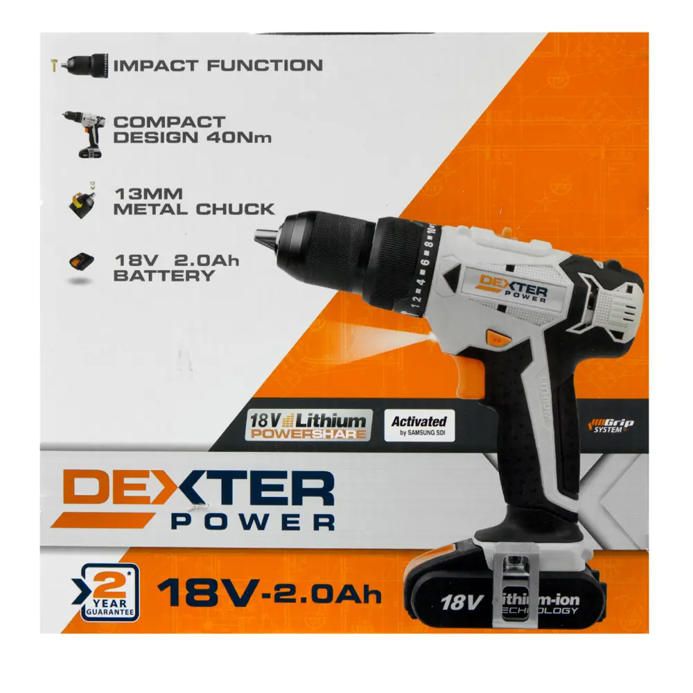 Шуруповерт Dexter, Li-ion 18 В, 2 Ач DEXTER POWER STLM-2061507 - Вид №4