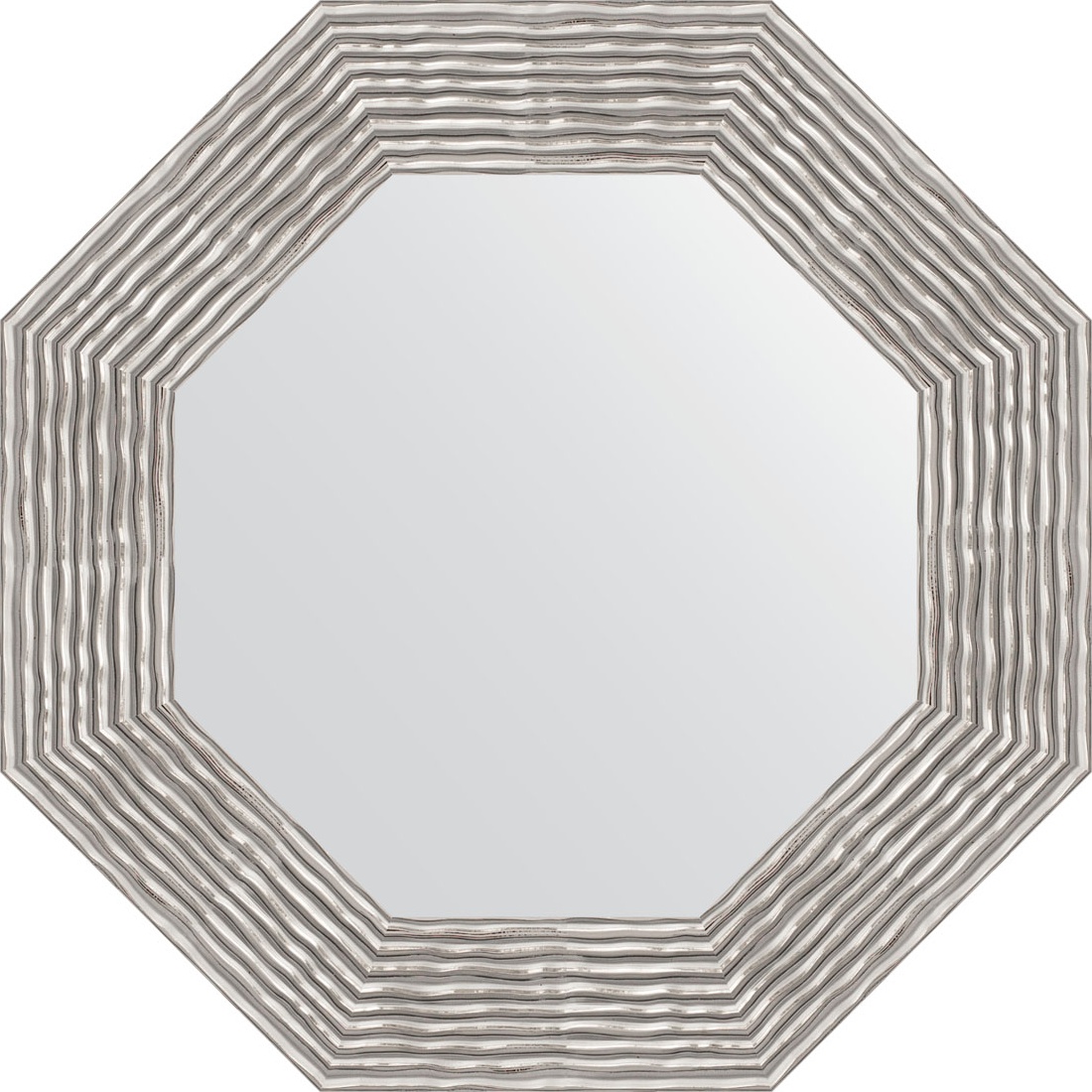 BY 3808 Зеркало в багетной раме - волна хром 90 mm EVOFORM Octagon