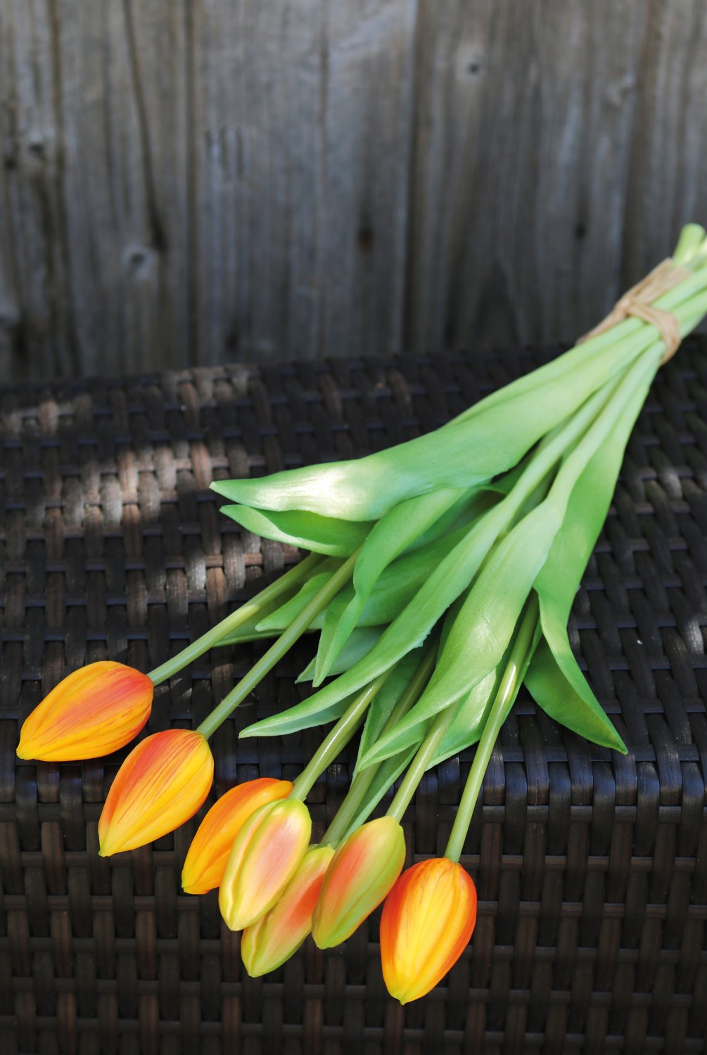 2942 334 a3 Букет искусственных тюльпанов, 7-кратный, 44 см, real touch, оранжевый H-andreas  - Вид №3