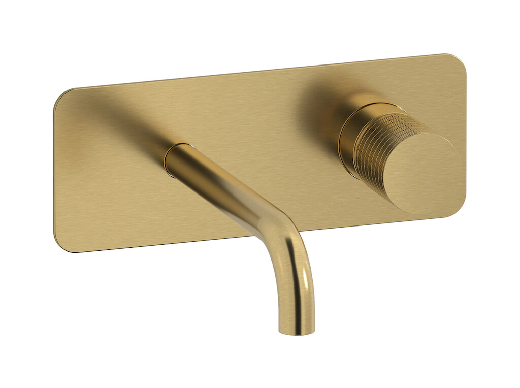 Встроенный в стену смеситель для раковины на 2 отверстия в комплекте с донным клапаном WE ARE IB ga206os Brushed Gold Gatsby