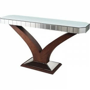 Консоль зеркальная с деревянной фигурной ножкой Elmire RVASTLEY PUSHA 060943 Зеркальный;коричневый