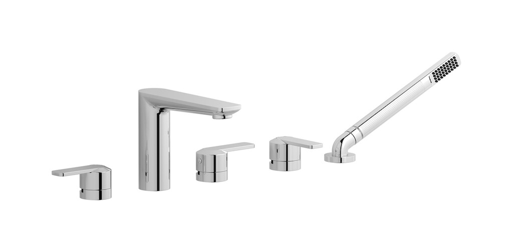 Смеситель на бортик ванной на 5 отверстий с дивертером и душевым гарнитуром. WE ARE IB c6396cc Chrome C-67
