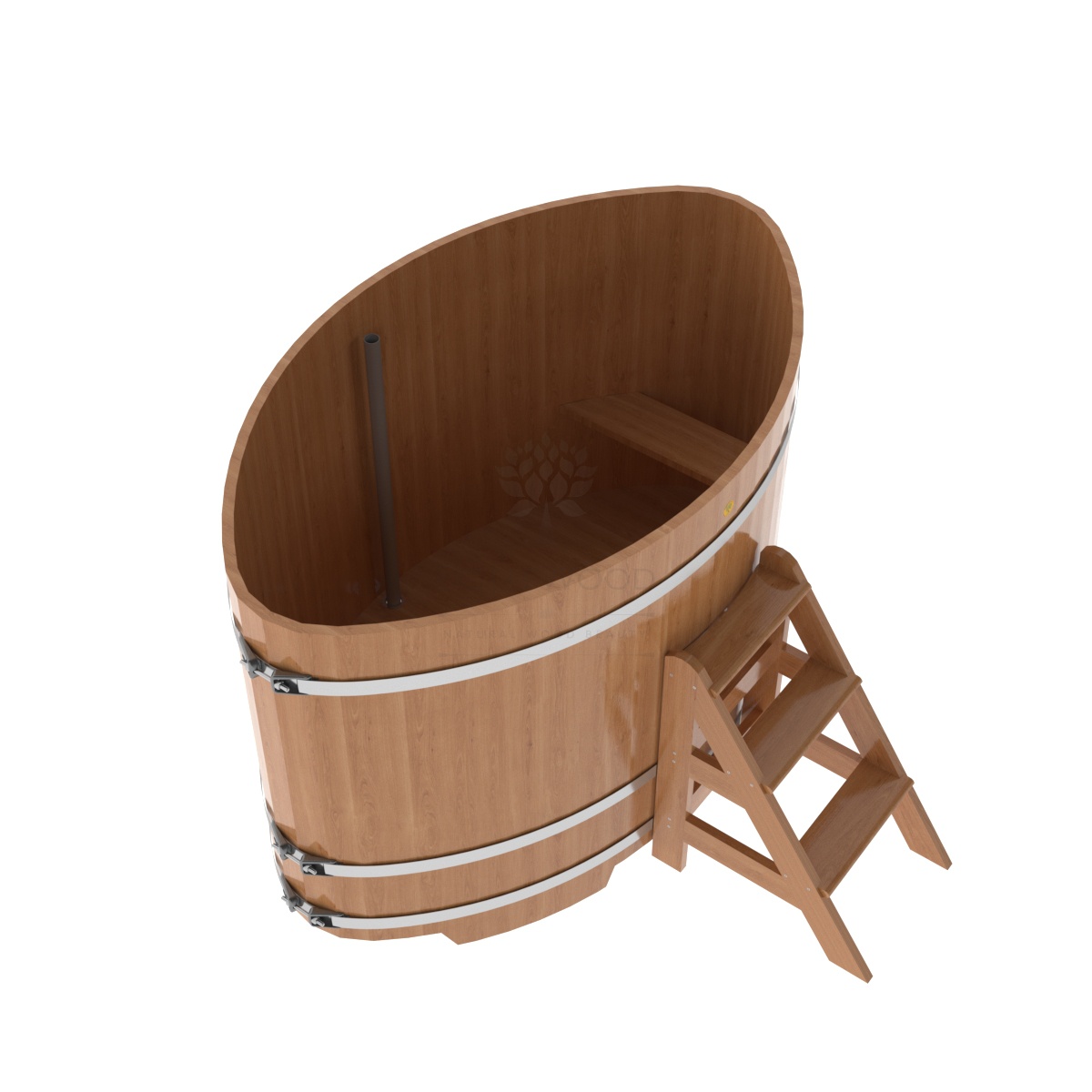 1330 Купель овальная из дуба 1,15х1,83х1,2 натуральная Alyarus  - Вид №1