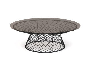 Круглый стальной и хрустальный садовый столик