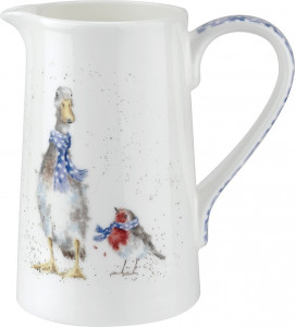 10608752 Royal Worcester Кувшин Royal Worcester "Забавная фауна","Утка и малиновка" 600мл Фарфор костяной