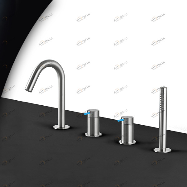 Смеситель для ванны матовая сталь с синей ручкой Toki Radomonte TKI16SCIL26