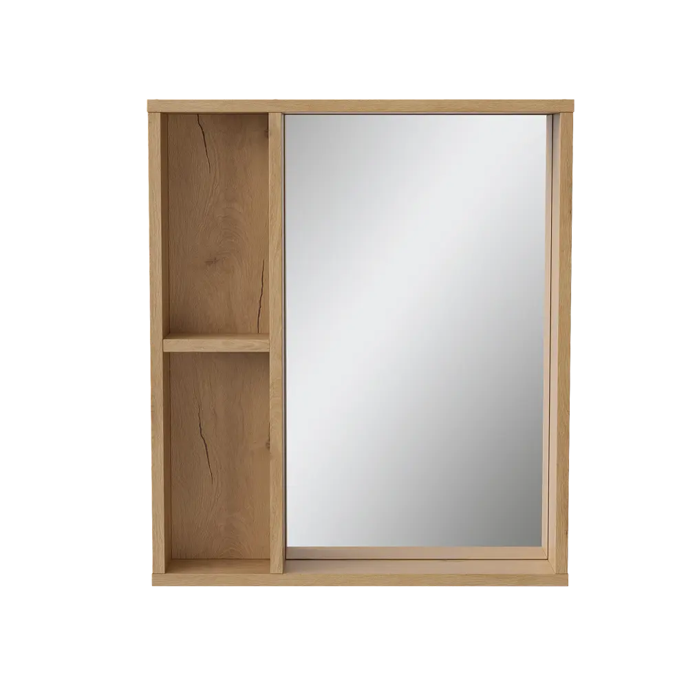 Зеркало для ванной Сохо KONSENSA с полками 60x69.6 см цвет светлый дуб STLM-2048394