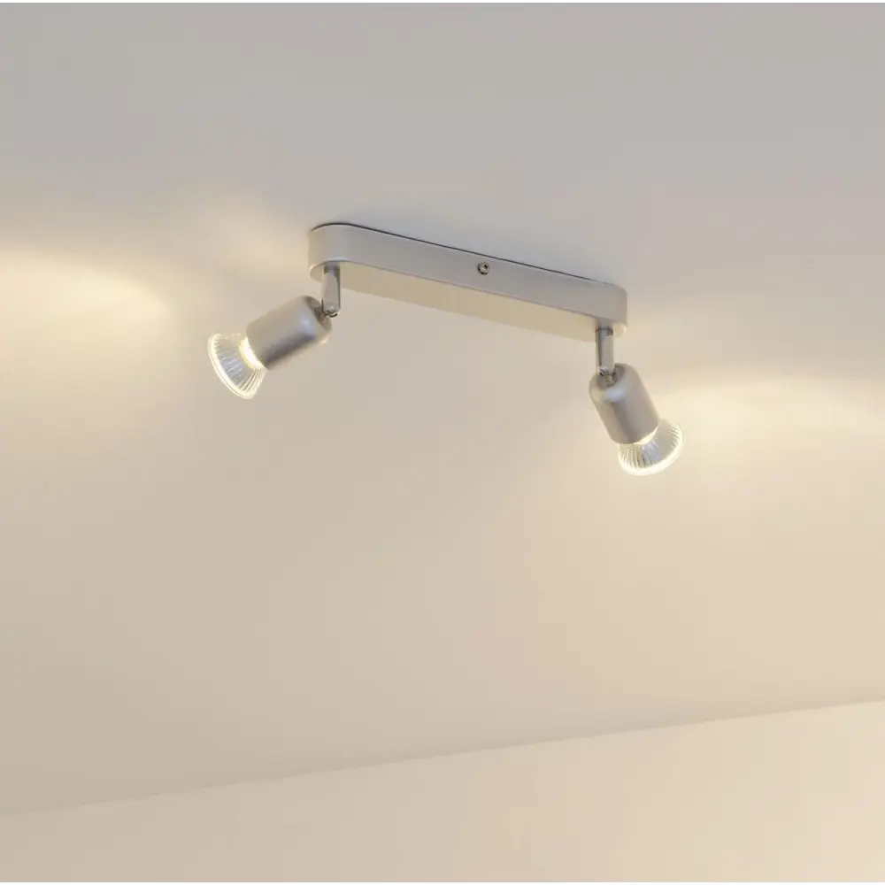 Спот поворотный Basic 2 лампы GU10 5 м² цвет серебристый Santreyd STLM-2159127 - Вид №1