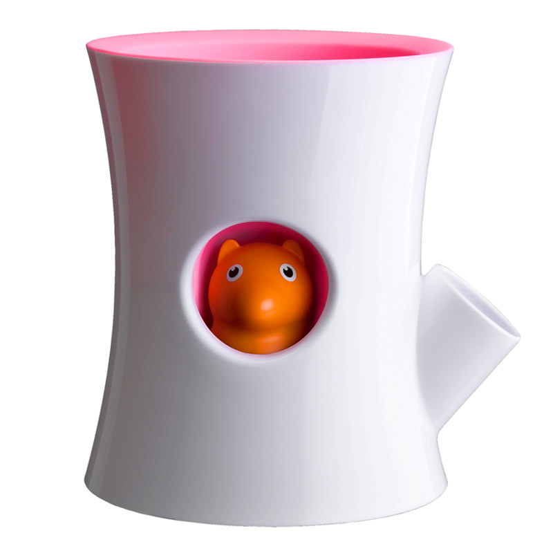 QL10075-WH-PK Горшок самополивающийся log&squirrel белый-розовый Qualy  - Вид №1