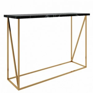 Консоль черная с мраморной столешницей и металлической опорой, золото "Миллер" АЛЕТАН  350925 Золото;черный
