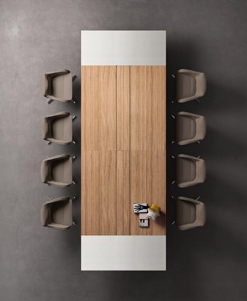 Sinetica Прямоугольный деревянный стол для совещаний с системой прокладки кабелей sun-id-1374011 - Вид №7