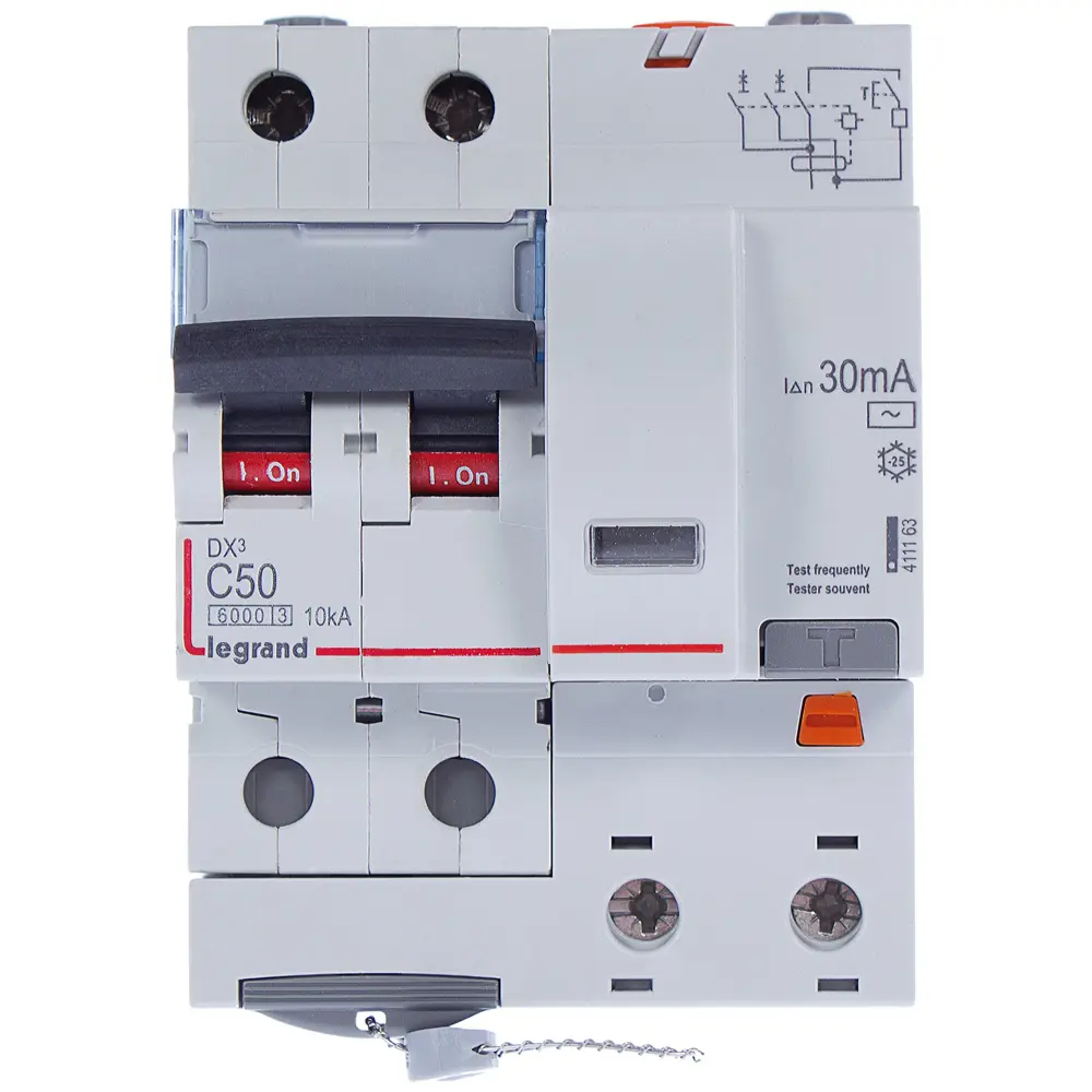 Автоматический выключатель дифференциального тока Legrand DX3 2P C50 A 30 мА 6 кА AC 411163 STLM-2191153 - Вид №1