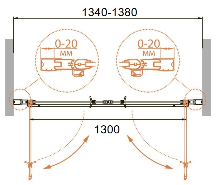 Душевая дверь в проем CEZARES RELAX-B-2-140-C-Bi - Вид №3