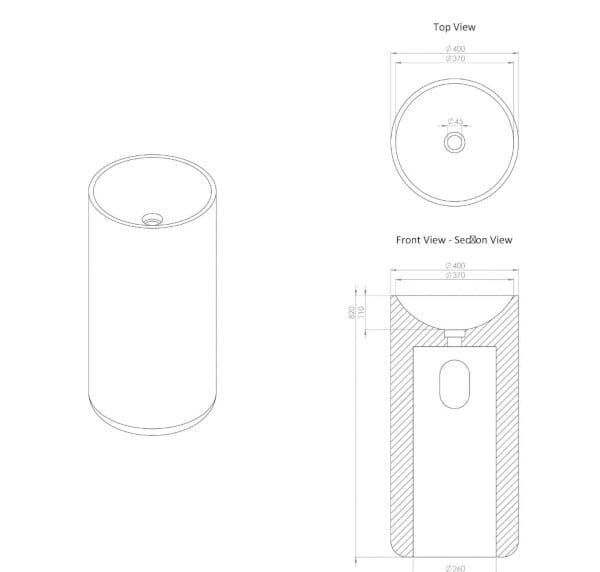 Круглый отдельно стоящий умывальник из мрамора Pietra Grey LUSSO Designo ARCH-00114955 - Вид №2