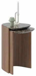 Ersa Круглый журнальный столик из фанерованного дерева и мраморной столешницы