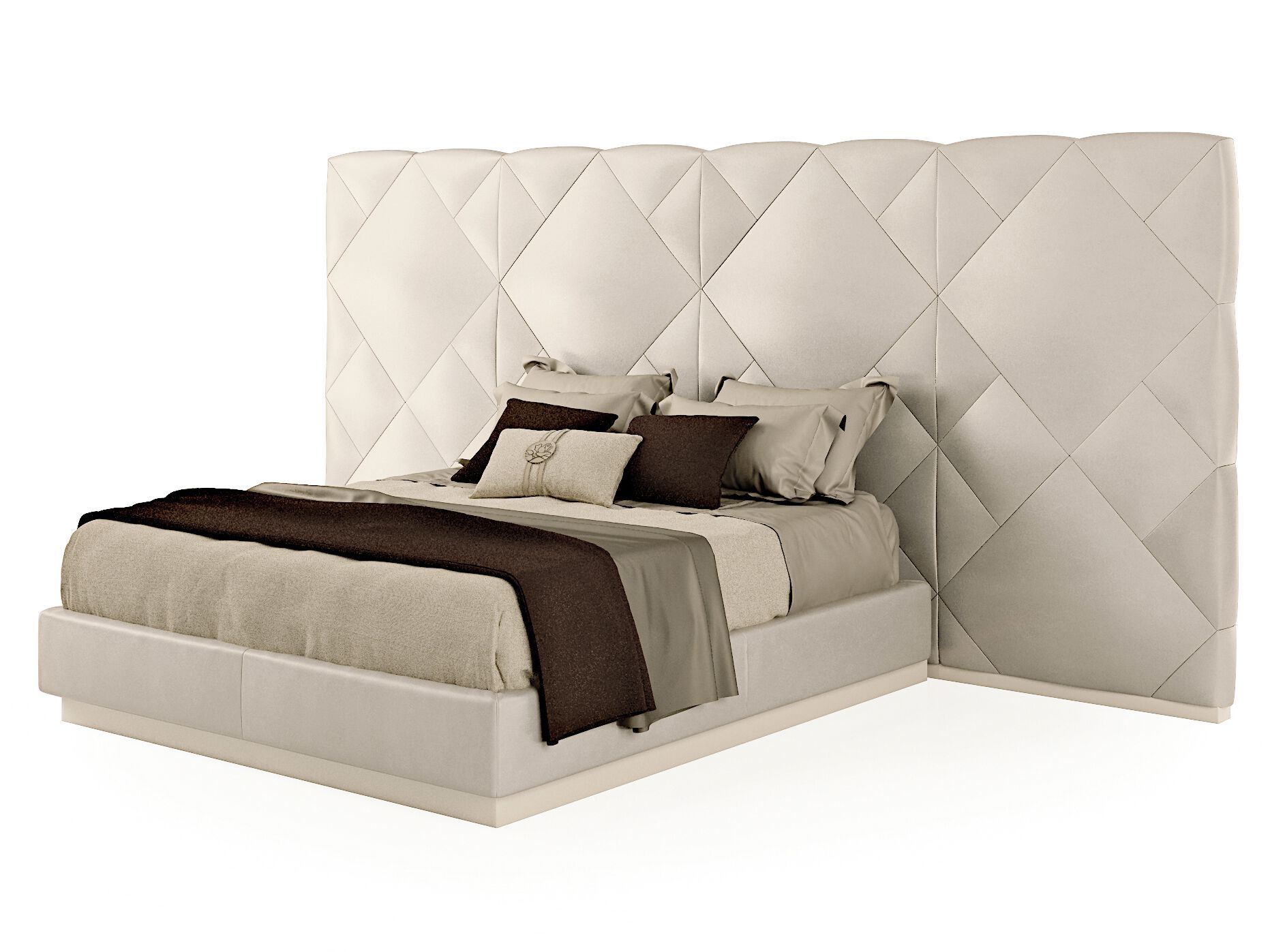 Кожаная двуспальная кровать с мягким изголовьем Bizzotto Italia Symphony-Infinity ARCH-00098581