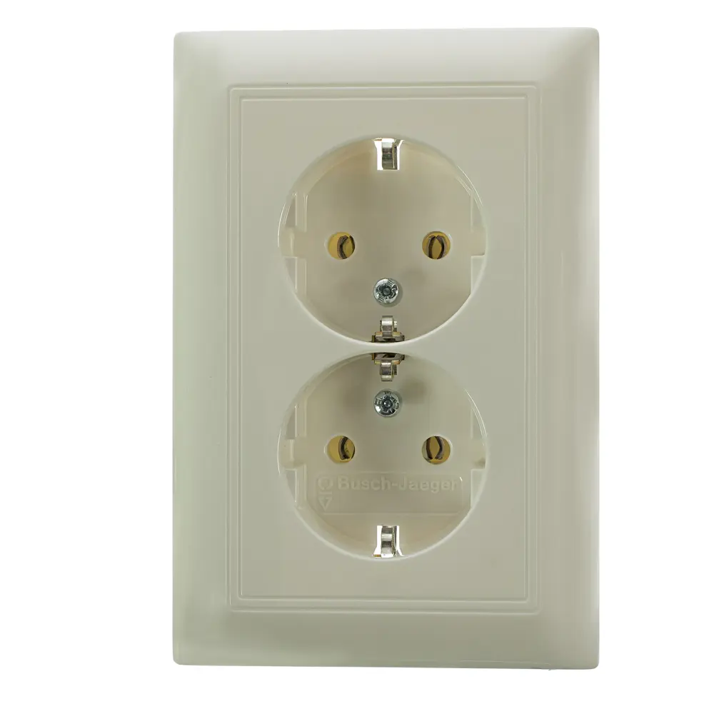 Розетка двойная встраиваемая ABB Basic 55 с заземлением, цвет белый STLM-2124480