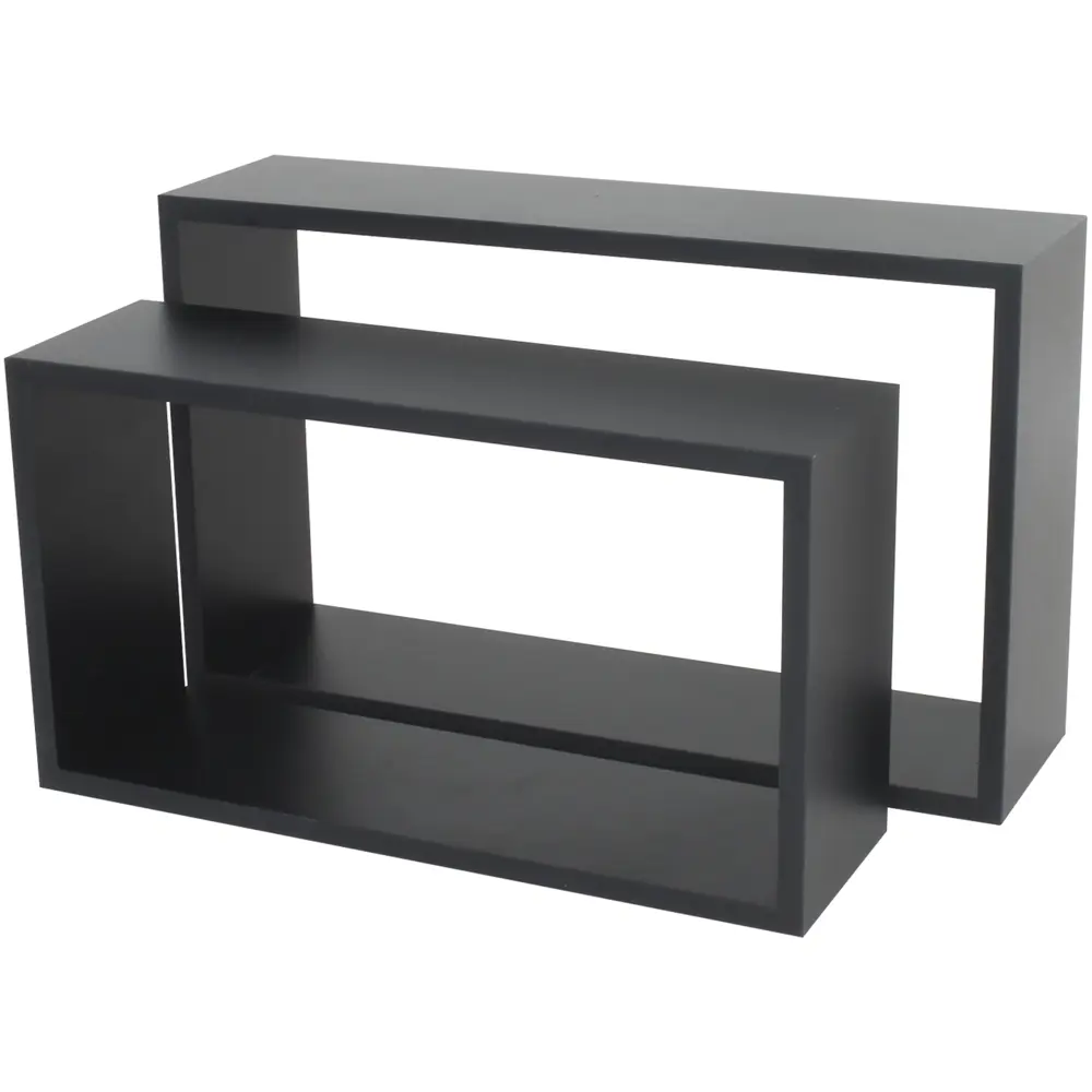 Полка настенная Spaceo 45x27 см/40x22 см МДФ цвет чёрный 2 шт STLM-2059703