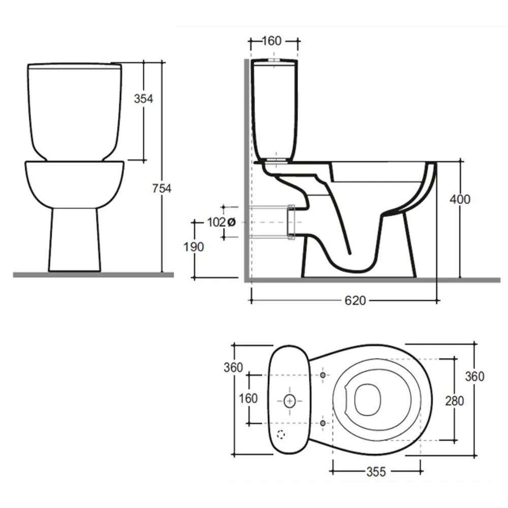 Унитаз-компакт Керамин Гольф горизонтальный выпуск одинарный слив STLM-2206132 - Вид №4