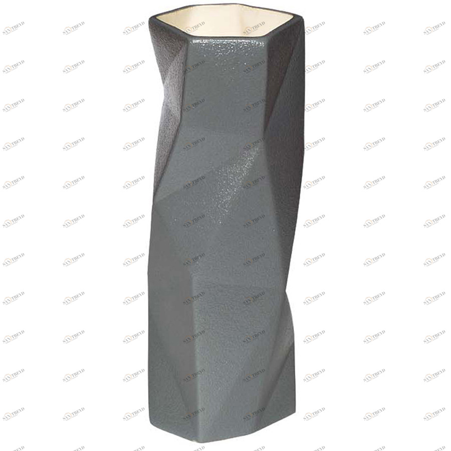 Ваза керамическая Poligon серая 9,5*9,5*25 GARDA DECOR - 033935 Серый 