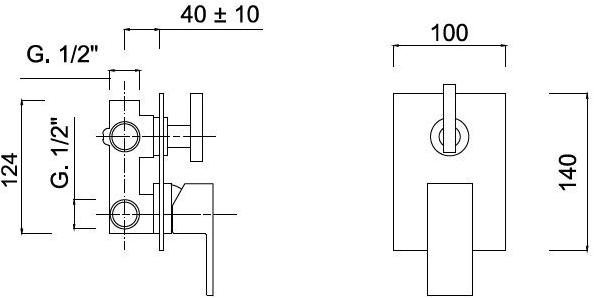 Rubinetteria Giulini Смеситель для душа, однорычажный, с переключателем Pablolux F9813-4 - Вид №1