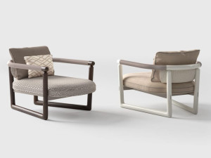 Садовое кресло из ткани и кожи