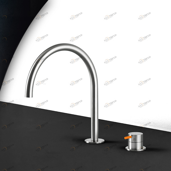 Кухонный смеситель сталь матовая с оранжевой ручкой Kitchen Radomonte TKI32SCIL24 Кухонные смесители Radomonte TKI32SCIL24KITCHEN