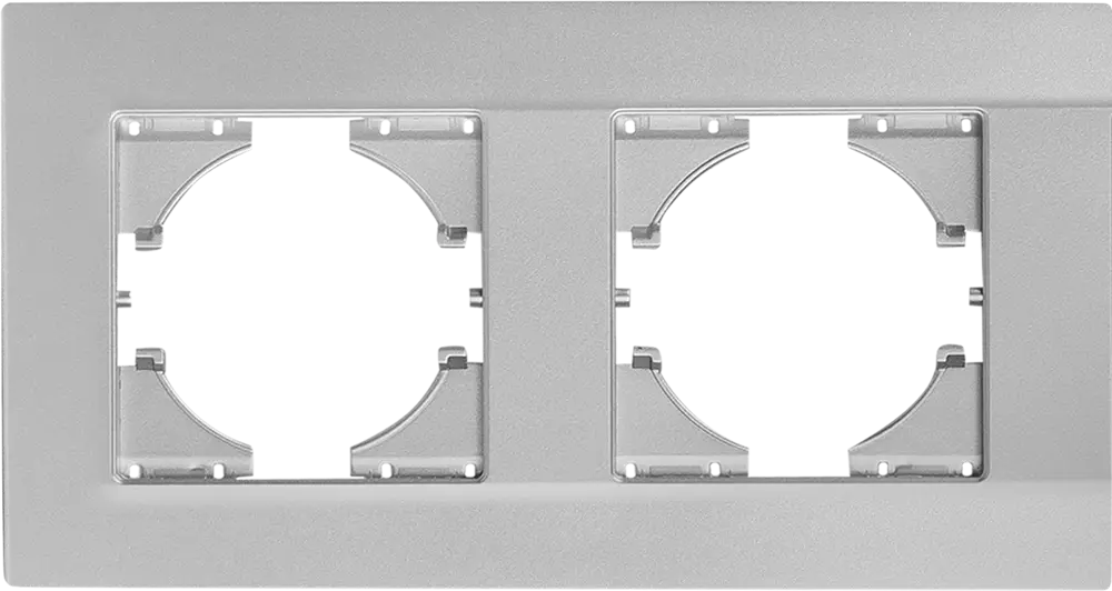 Рамка GUSI Electric City для розеток и выключателей, серебристая, 2-постовая 84695704