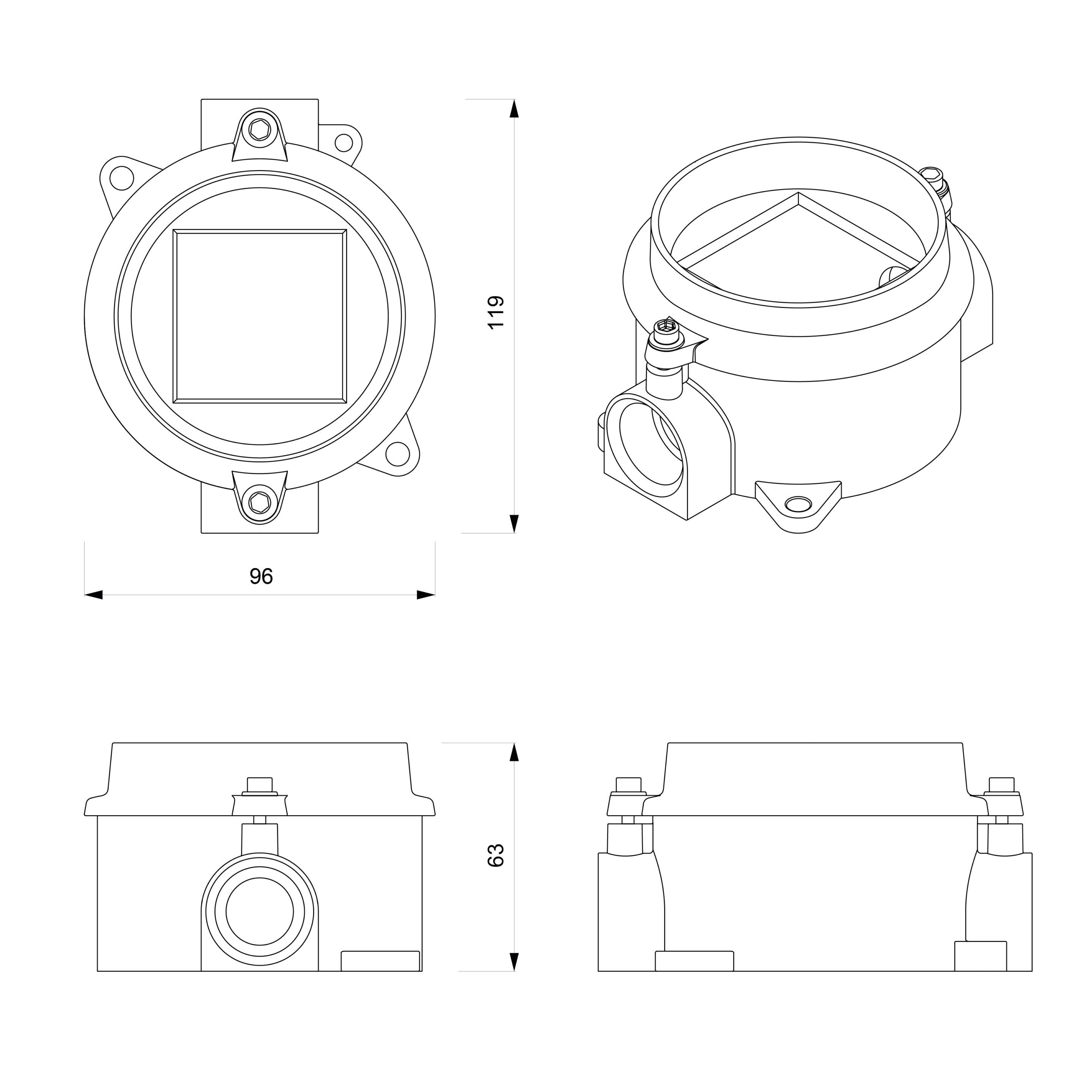 Медная алюминиевая электрическая коробка Genuit медь ARCH-00112163 - Вид №2