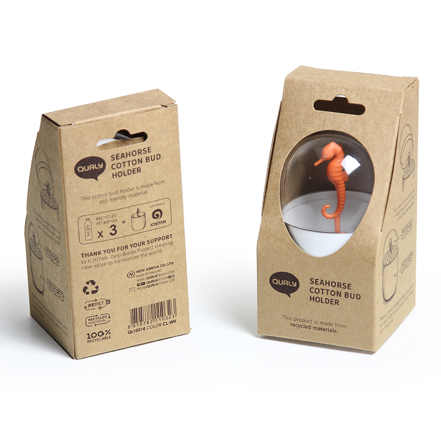 QL10314-CL-WH Контейнер для ватных палочек seahorse белый Qualy  - Вид №6