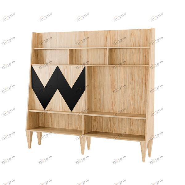 Стеллаж деревянный шпон черный Woo Wall WOODI  00-3966191 Бежевый;черный 