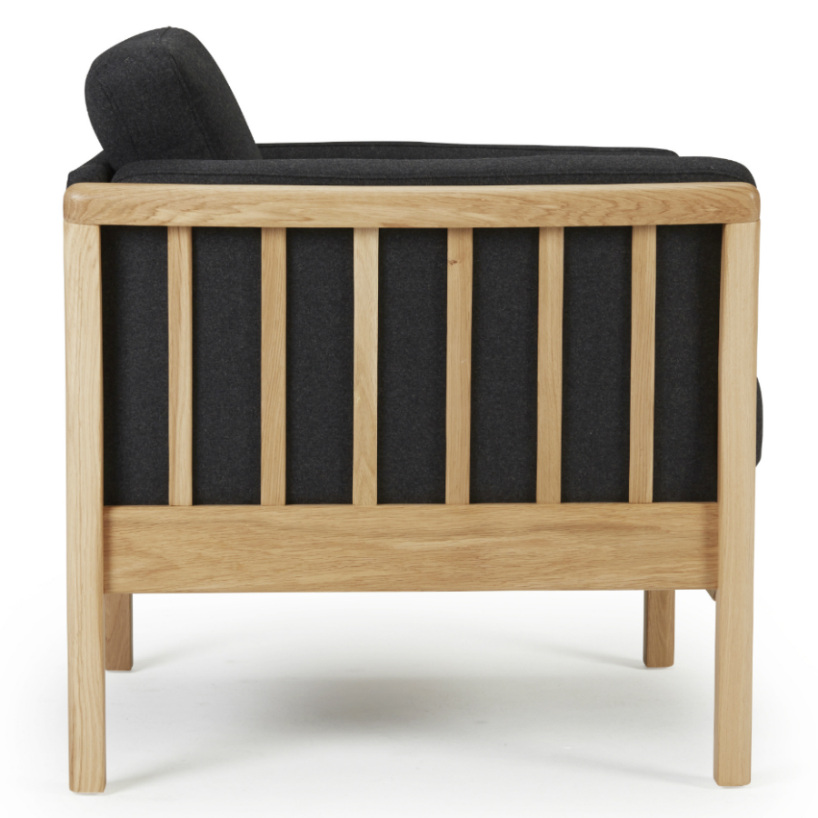 Кресло Aya, цельный лакированный дуб, темно-серое Kragelund 12901202525 - Вид №2