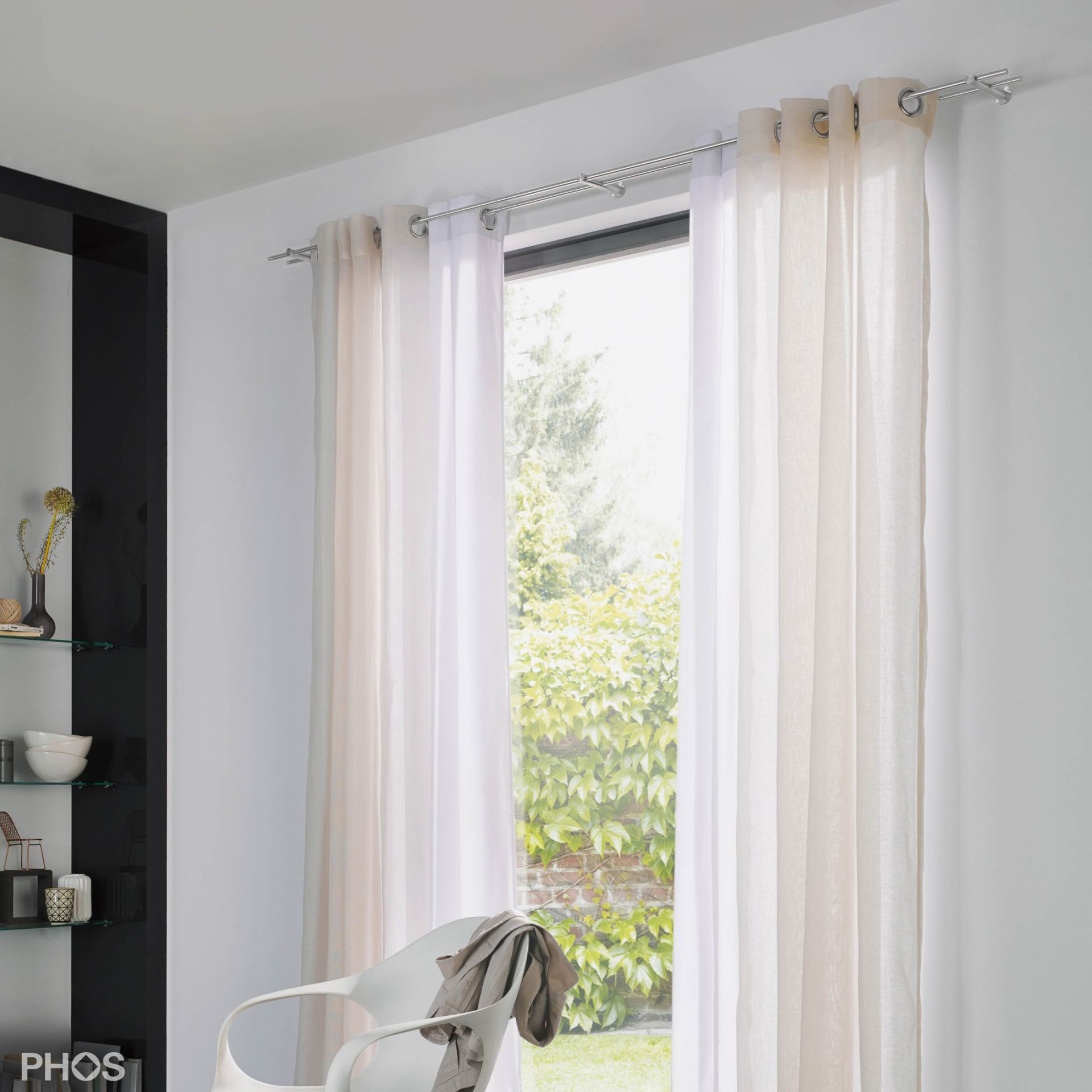 VS20-140D2800 Комплект карнизов: двуствольный 280 см с 2 держателями и 1 держателем карниза в качестве центральной опоры PHOS  - Вид №3