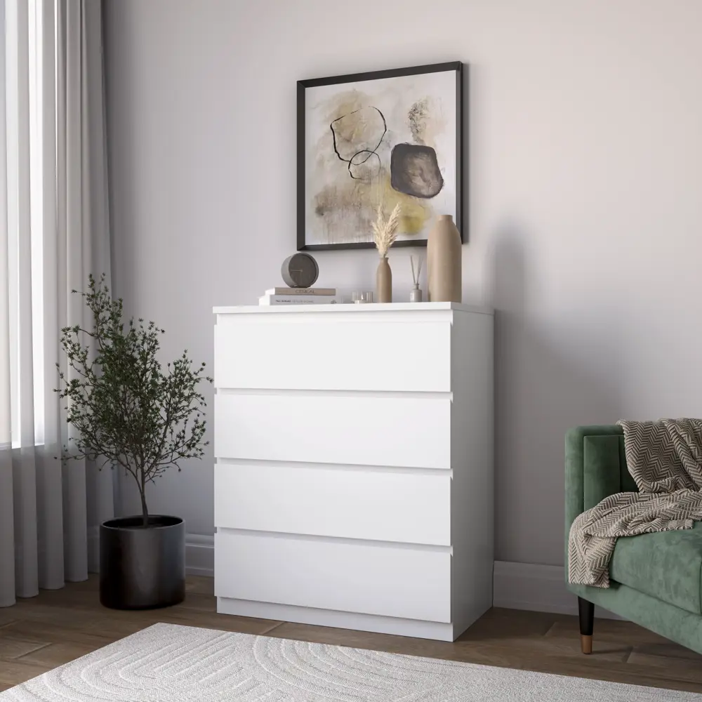 Комод Альма 4 ящика 79.6x99.2x48.2 см ЛДСП цвет белый Santreyd STLM-2113676