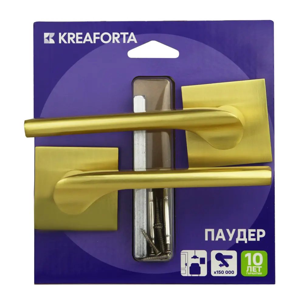 Дверная ручка на розетке KREAFORTA Паудер без запирания цвет золото STLM-2071944 - Вид №3