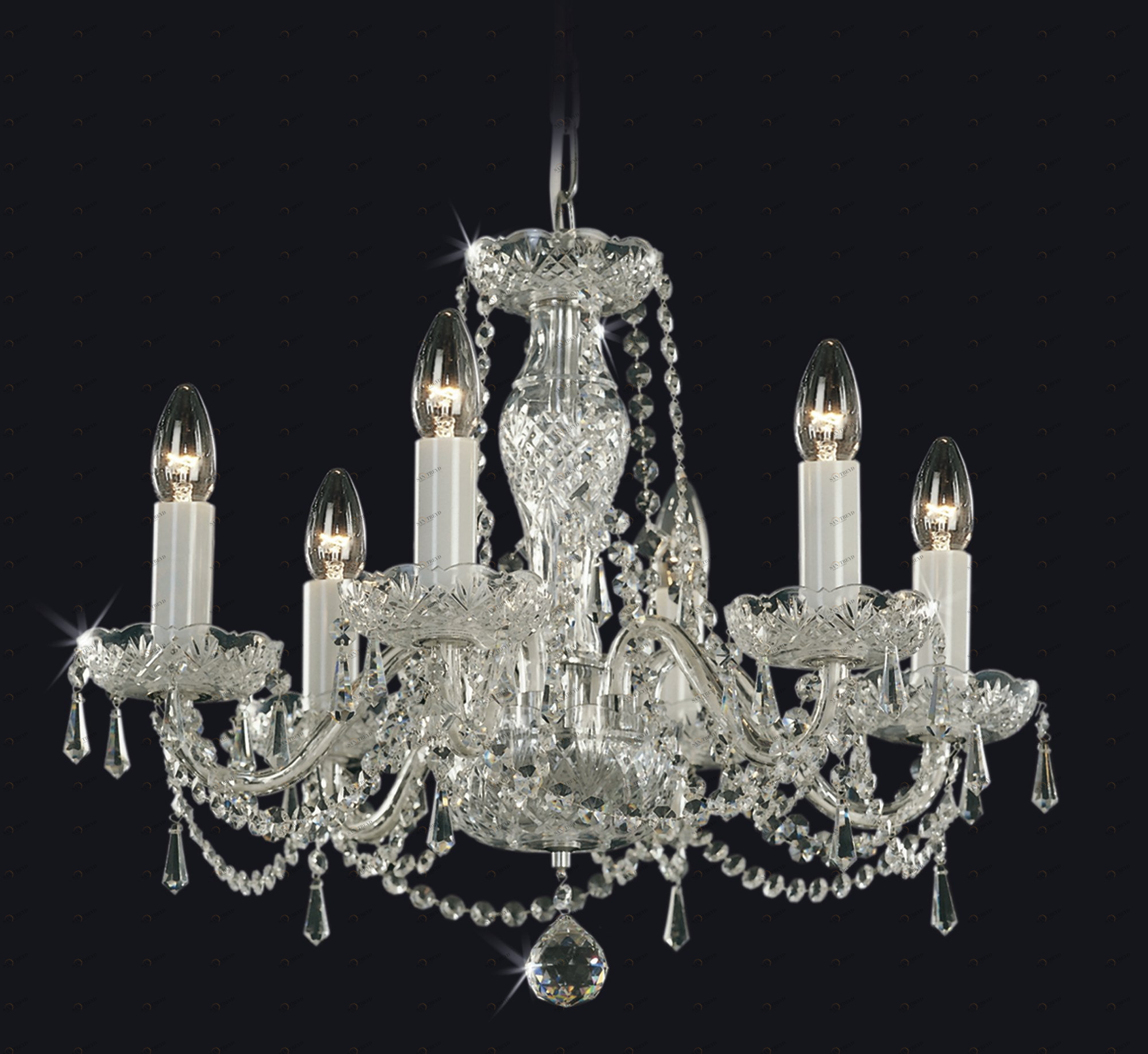 Traditional bathrooms Хрустальная люстра CHARLES 6 рожков из BOHEMIAN CUT CRYSTAL TB-KL-00-006 