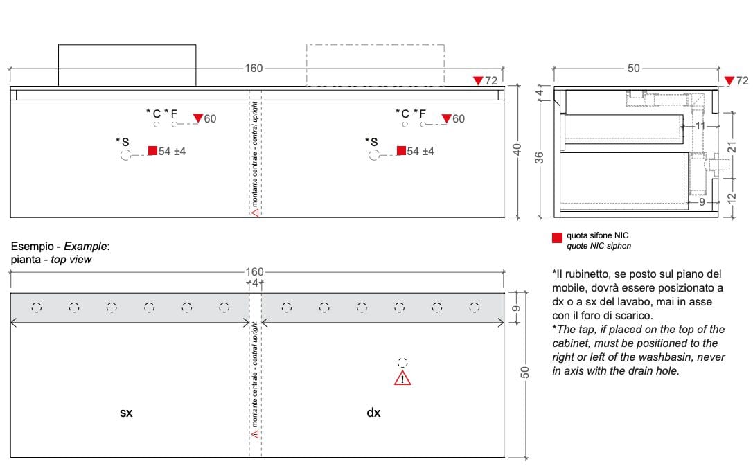 МДФ подвесной шкаф для умывальника с ящиком Nic Belt ARCH-00097796 - Вид №3