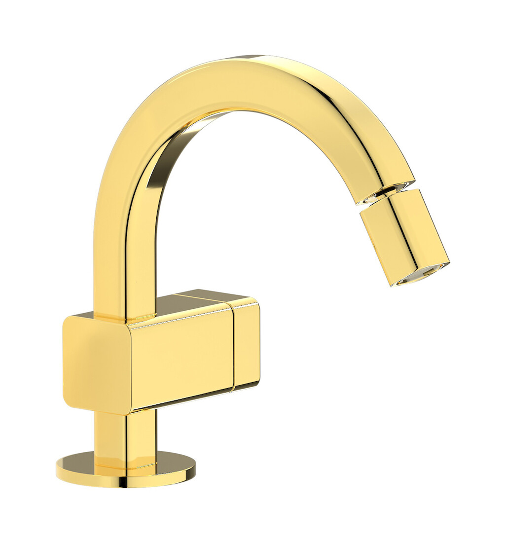 Прогрессивный смеситель для биде на 1 отверстие в комплекте с донным клапаном. WE ARE IB eo220oo_1 Gold Elio